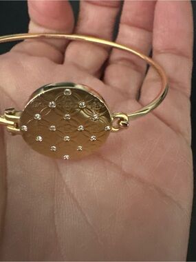 Michael Kors Gold-Tone Disc Bangle with Crystal Studs